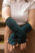 Bamboo Fleece Textured Arm Warmers - Teal