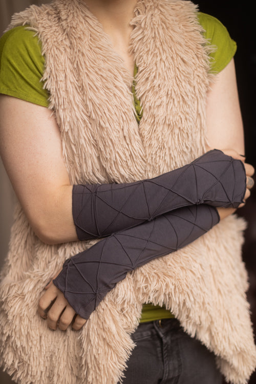 Textured Arm Warmers - Charcoal