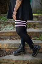Longer Americana Thigh High Socks - Black and pink