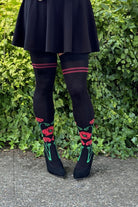 Botanical Nouveau Thigh High Socks - red poppies