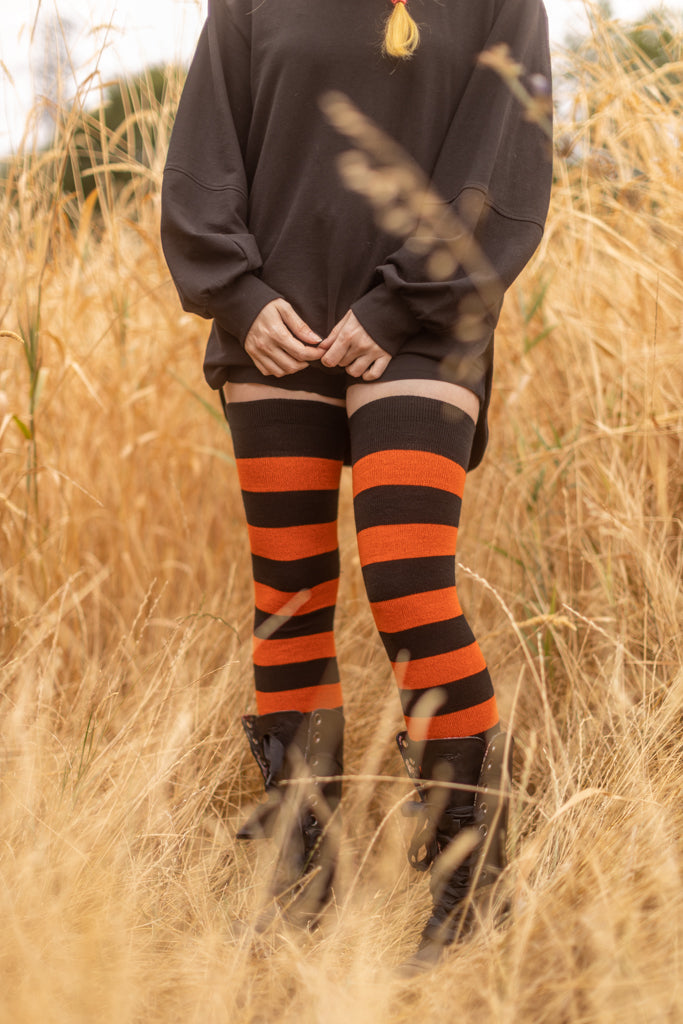 Longer Extraordinary Programming Socks - Black/Orange
