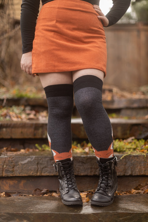 Foxy Thigh High Socks - Black