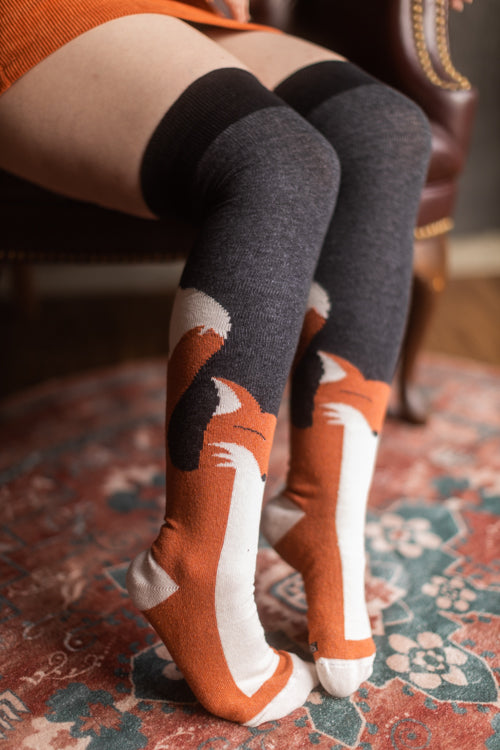 Foxy Thigh High Socks - Black