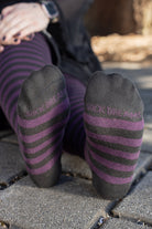 Longer Faery Stripes Extraordinary Thigh High Socks - Black & Plum