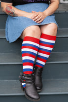 Dutch Love Stripes Knee High Socks - red/white/blue
