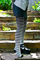 Longer Gradient Stripe Extraordinary Thigh High  - Black and Grey