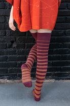 Gradient Stripes Extraordinary Thigh High - Burgundy/Spice