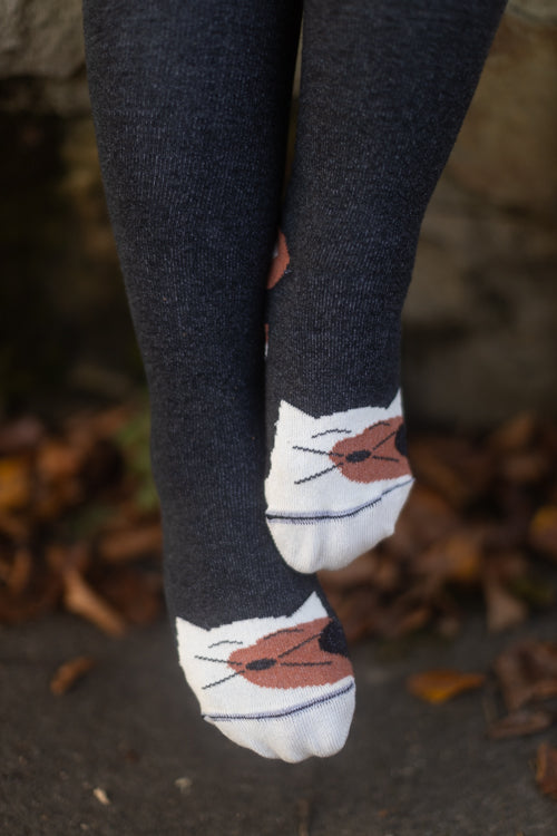Kitten Tails Thigh High Socks - Calico