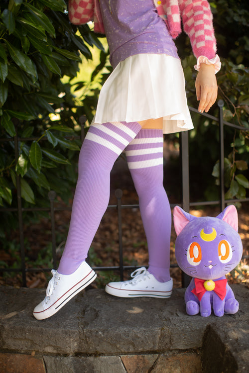 Magical Kawaii Thigh High - Lilac with White