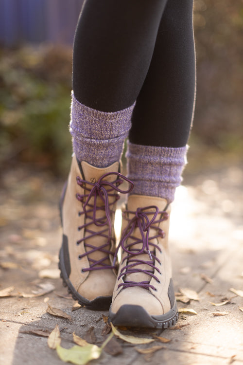 The Alaskan Crew - Merino Wool Hiking Socks - purple