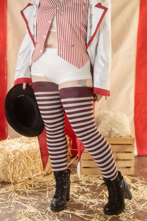 Longer Ringmaster Stripes Extraordinary Thigh High Socks - Morningstar
