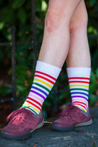 Rainbow Brights Crew Socks - White Rainbow