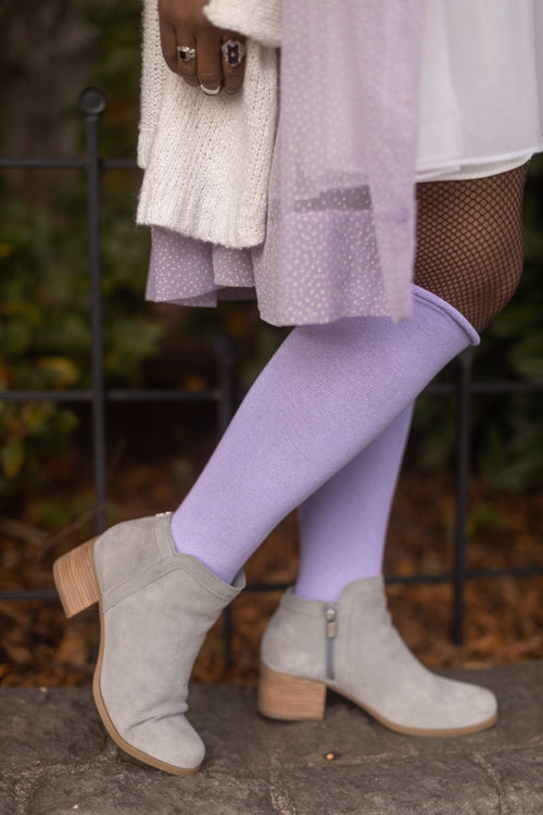 Roll Top Knee Socks - Lilac
