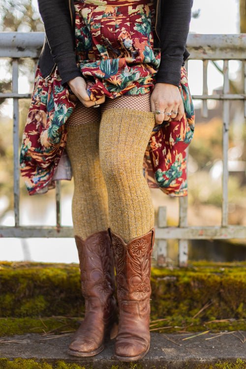 The Alaskan Thigh High – Merino Wool Socks - Gold