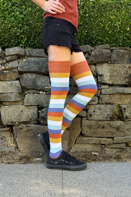 Pride Stripes Extraordinary Thigh High Socks - AroAce