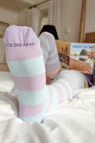 XXL Foot Longer Striped Extraordinary Thigh High - lilac/Light blue
