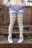 Longer Striped Extraordinary Thigh High in Light Blue and Daffodil