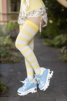 Longer Striped Extraordinary Thigh High in Daffodil and Sweet Cream