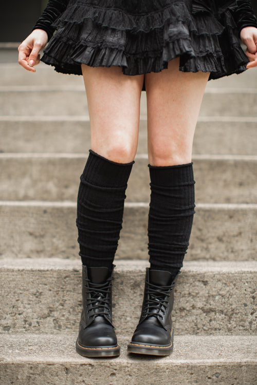 Longer Thicker Slouch Socks - Black
