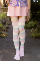 Marled Cotton Candy Stripes Thigh High - large foot