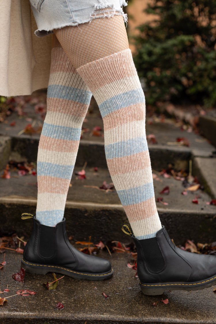 Marled Cotton Candy Stripes Thigh High
