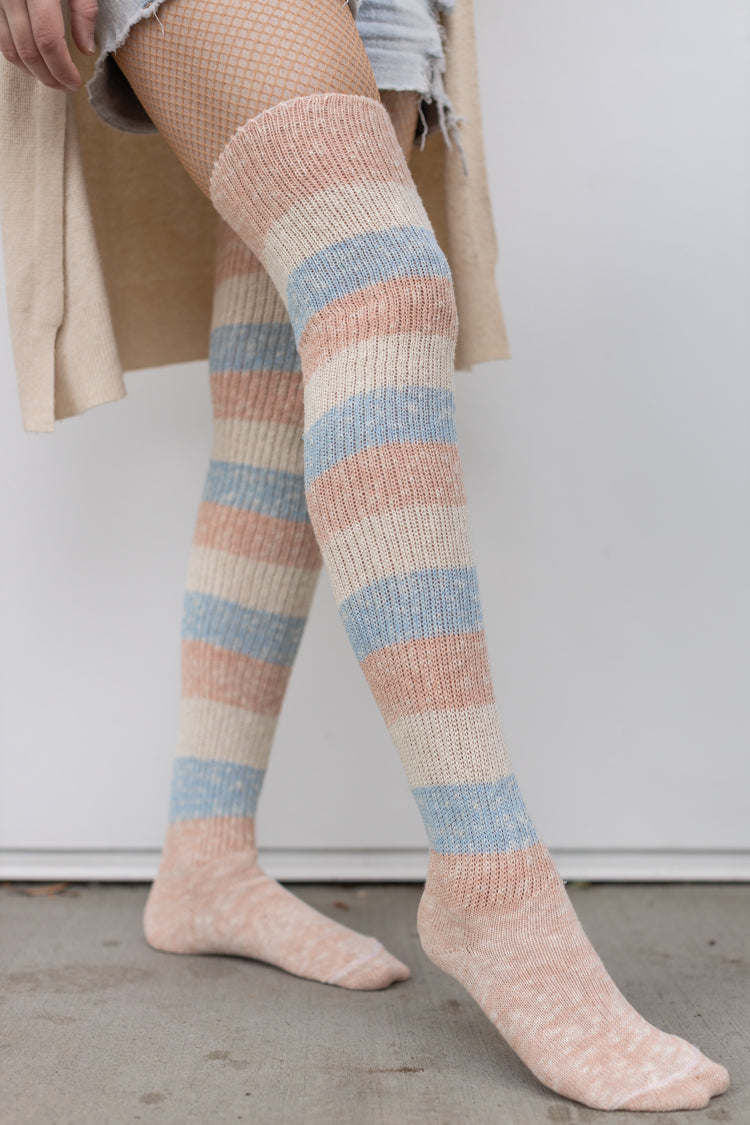 Marled Cotton Candy Stripes Thigh High