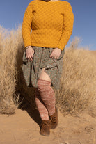 Marled Scrunchable Thigh High Socks - Rust