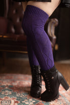Longer Diamond Rib Knee Socks - Purple