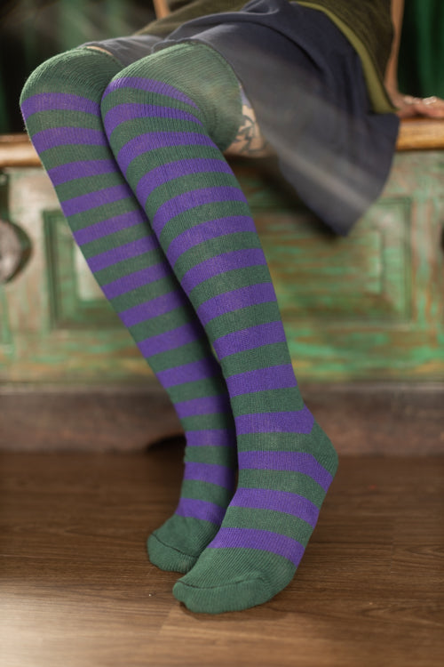 Super Stripes Knee Socks - Hunter/Violet