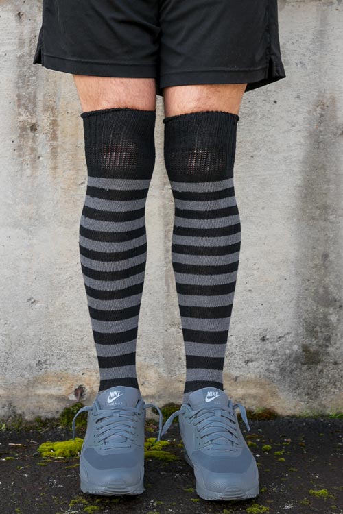 Super Stripes Knee Socks - Black/Charcoal