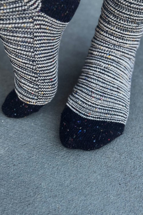 Slinky Confetti Thigh High Socks  -Sweet Cream Striped Confetti