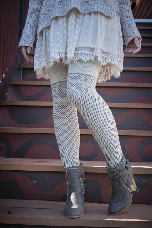 Wool Waffle Extraordinary Thigh High - Cookies and Cream