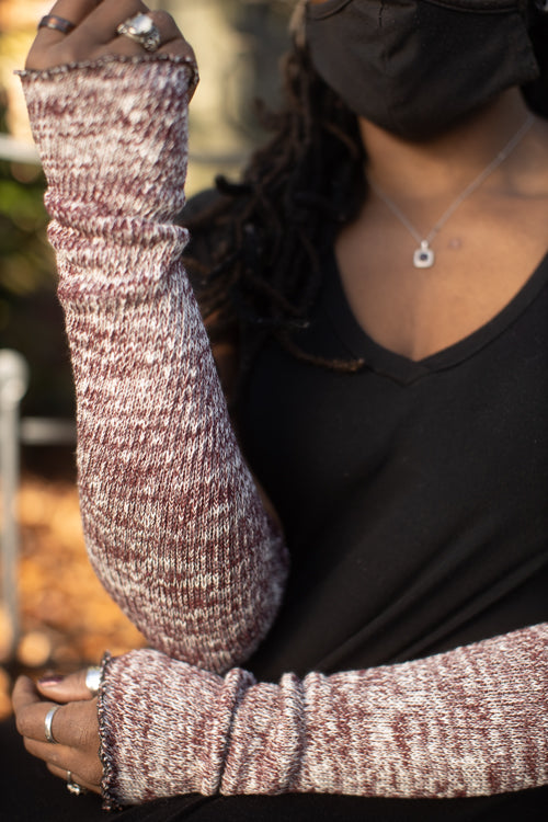 Marled Scrunchable Arm Warmer - Dark Red