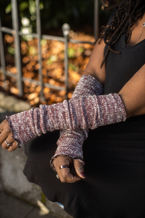 Marled Scrunchable Arm Warmer - Dark Red