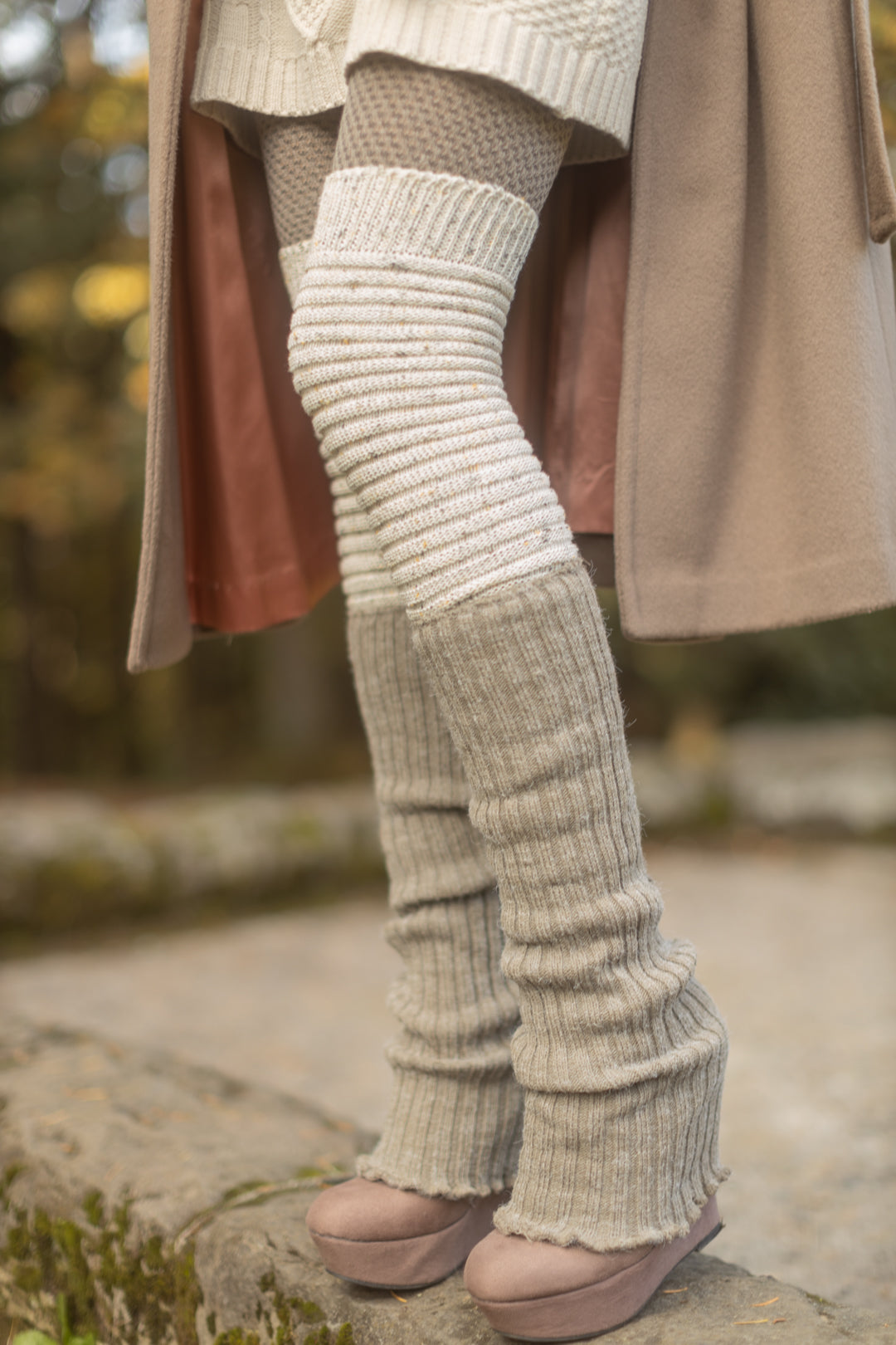 Ribbed Knit Leg Warmers in Mocha