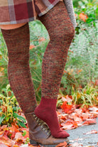 Twisted Yarn Ribbed Over the Knee - Burgundy