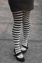 Gradient Stripes Extraordinary Thigh High - Black/Sweet Cream