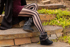 Vertical Net & Opaque Striped Net Tights