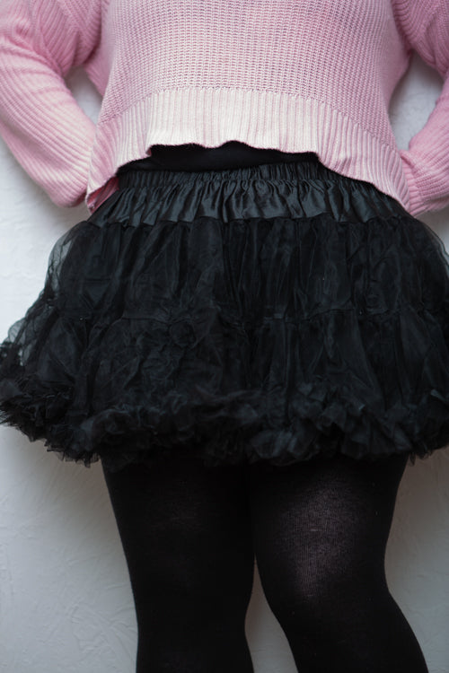 Plus Size Layered Tulle Petticoat - Black 