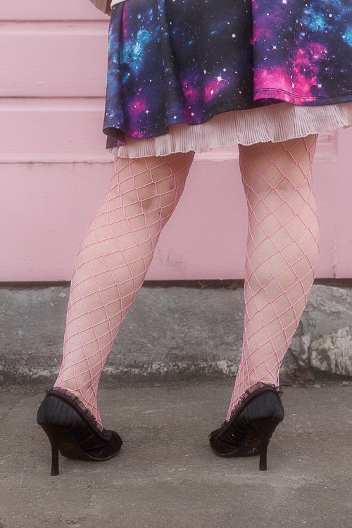 Diamond Net Pantyhose - pink