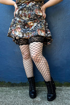 Lace Top Fencenet Stockings - Black
