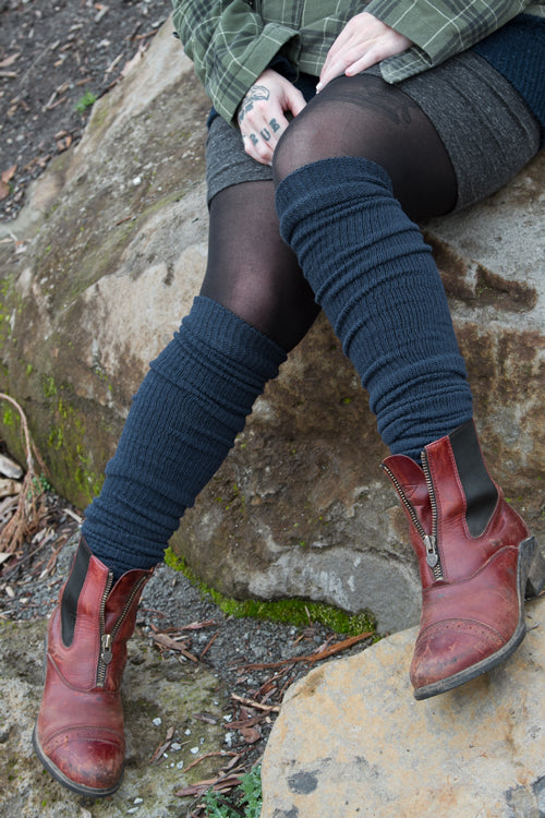 Long Cuffable Scrunchable Socks - Navy