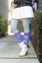 Tie Dye Bamboo Rayon Crew - Blue/Purple/Fuchsia