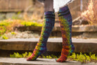 Tie Dyed Top-Striped Marled Slouch Knee Socks