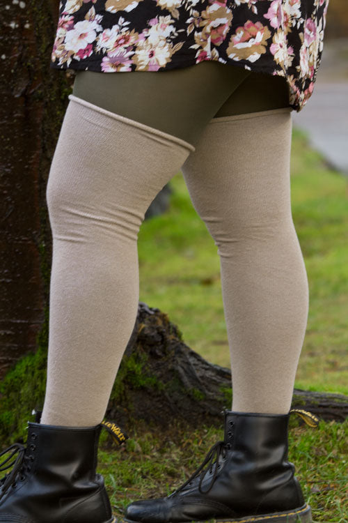 Longer Roll Top Extraordinary Thigh High - Tan