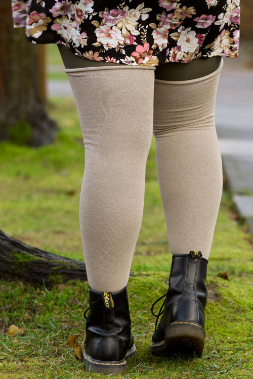 Longer Roll Top Extraordinary Thigh High - Tan