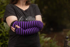 Striped Nylon Arm Warmers - Black &  Purple