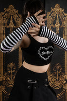 Striped Nylon Arm Warmers - Black and White