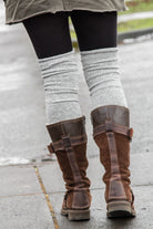 Marled Scrunchable Thigh High Socks - Grey