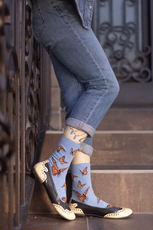 Monarch Butterfly Crew - Heather Cornflower - Medium